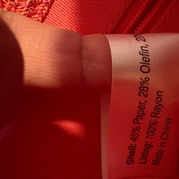 Talbots Tote Women Woven Coral Pink Beaded Handle Beach Bag Purse Summer Handbag - Picture 7 of 10